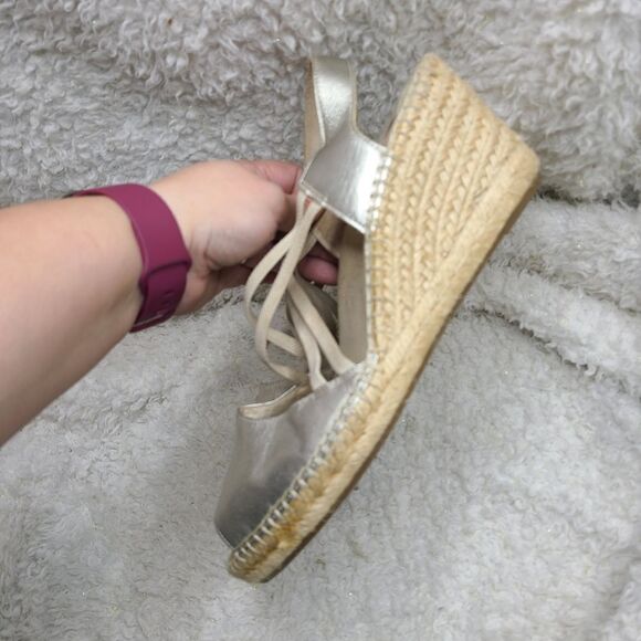 Abeo‎ Bio System Delano Espadrille Wedge Metalic Sandals Size 9 - Picture 7 of 12